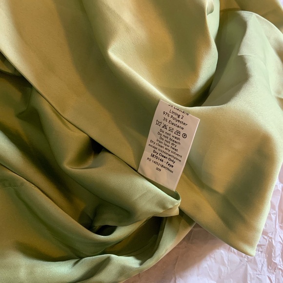 HOUSE OF CB 'Faye' Pistachio Satin Pleated Midi Dress - Picture 4 of 8